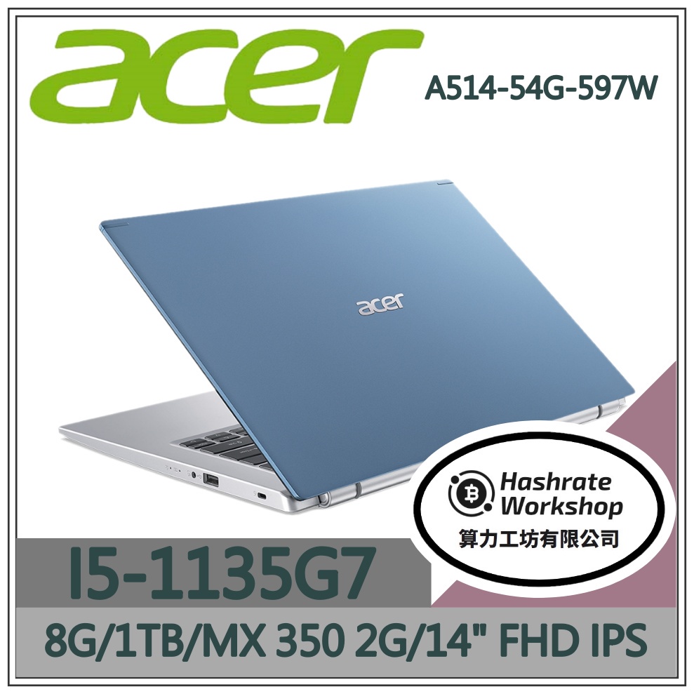【算力工坊】I5/8G 輕薄 文書 MX350 宏碁ACER 筆電 1TB HDD 14吋 A514-54G-597W