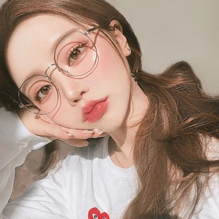 現貨-文藝復古圓形眼睛韓國女個性圓框大框眼鏡男款眼鏡架平光鏡-74