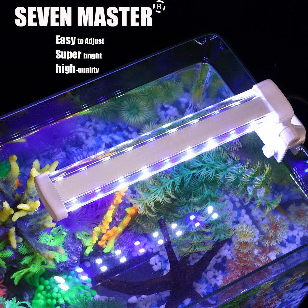 七主超薄超亮 LED 水族館燈植物可擴展的防水夾式燈 (15-45cm)