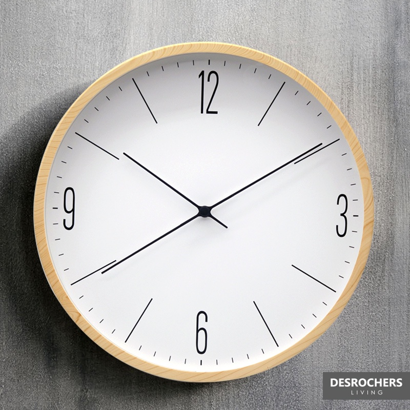 Desrochers｜SANS靜音壁鐘 30cm 木質紋理靜音時鐘 木質紋理邊框 壁鐘 數字 台灣製造