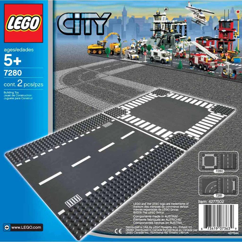 LEGO 樂高 7280 City Straight &amp; Crossroad Plates 道路底板(十字路口+直線道)