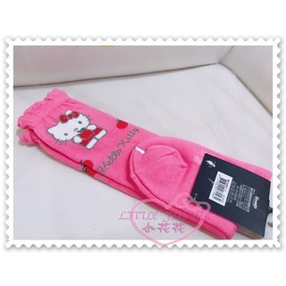 ♥小花花日本精品♥Hello Kitty 襪子中筒襪棉襪兒童襪大臉站姿閃亮亮蝴蝶結蘋果花邊粉色台灣製77715401