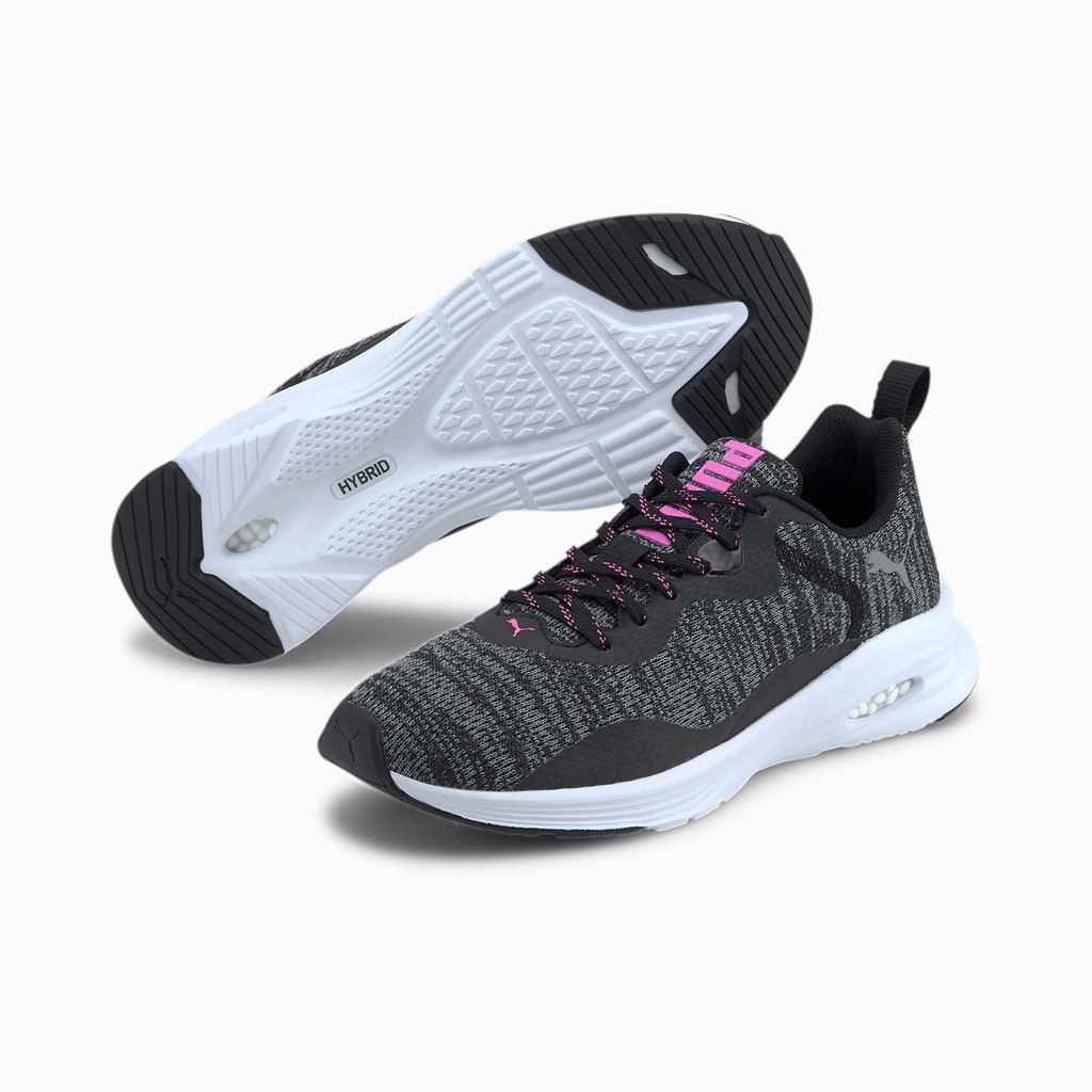 PUMA HYBRID FUEGO KNIT 女款黑白針織慢跑鞋-NO.19295707