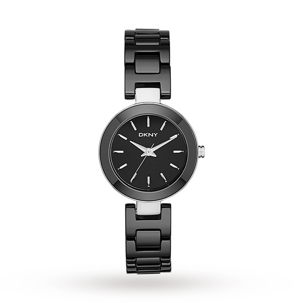 【DKNY】Stanhope氣質佳人時尚陶瓷腕錶-時尚黑/NY2355/台灣總代理公司貨享二年保固