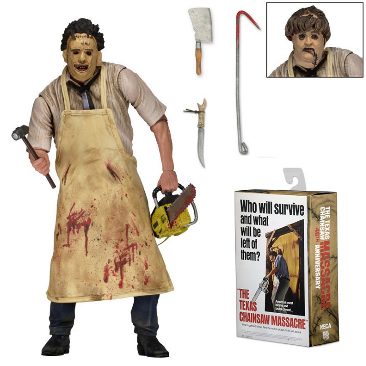 【安特羅斯】NECA德州電鋸殺人狂皮臉 Leatherface40週年版人偶 模型 仿真 恐怖故事 電影周邊