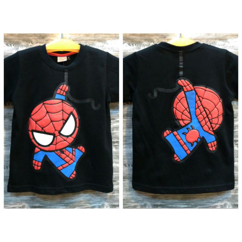 正版授權 蜘蛛人 復仇者聯盟 親子裝 台灣製造 正反兩面印花 棉100% 黑色 T恤 團體服