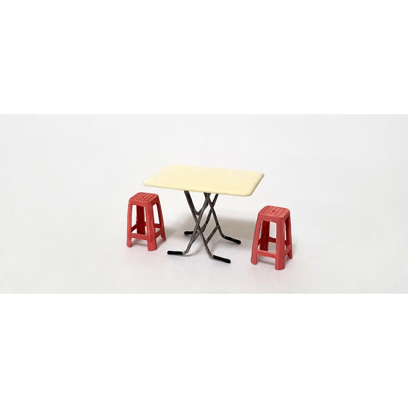 【好時多模】自由人工作室 3504009 1/35 摺疊桌椅組 塑膠椅 麵攤 夜市
