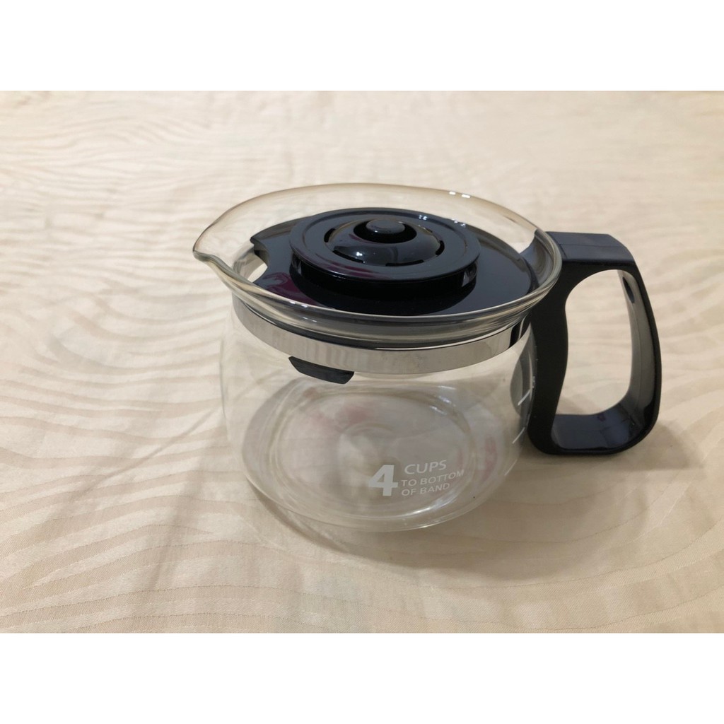 全新 玻璃 美式 咖啡壺 玻璃壺 花草茶壺 燦坤 會員禮 贈品 黑色 蓋子 把手 冷水壺