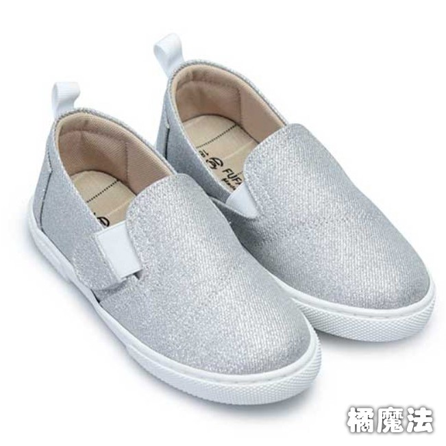 現貨在台灣銀色22(鞋內長22CM) 多重元素魔鬼氈兒童懶人鞋  可當幼稚園室內鞋(無鞋帶) 富發牌 帆布鞋