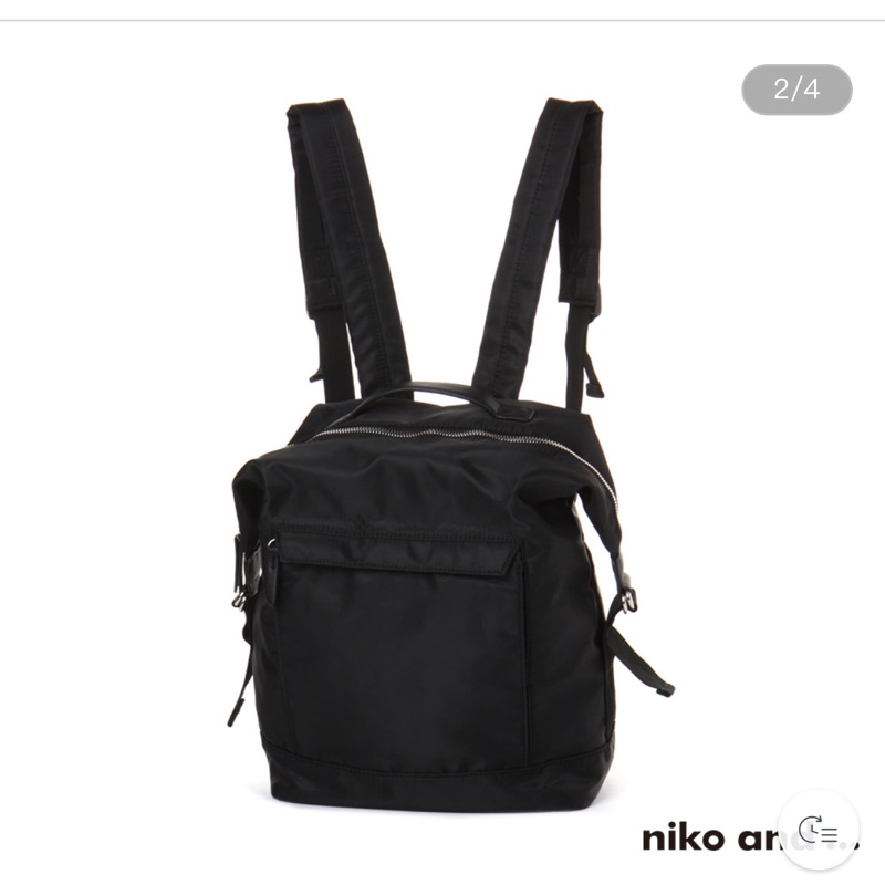 Niko And黑色皮革手提拉鍊方形雙肩後背包 蝦皮購物