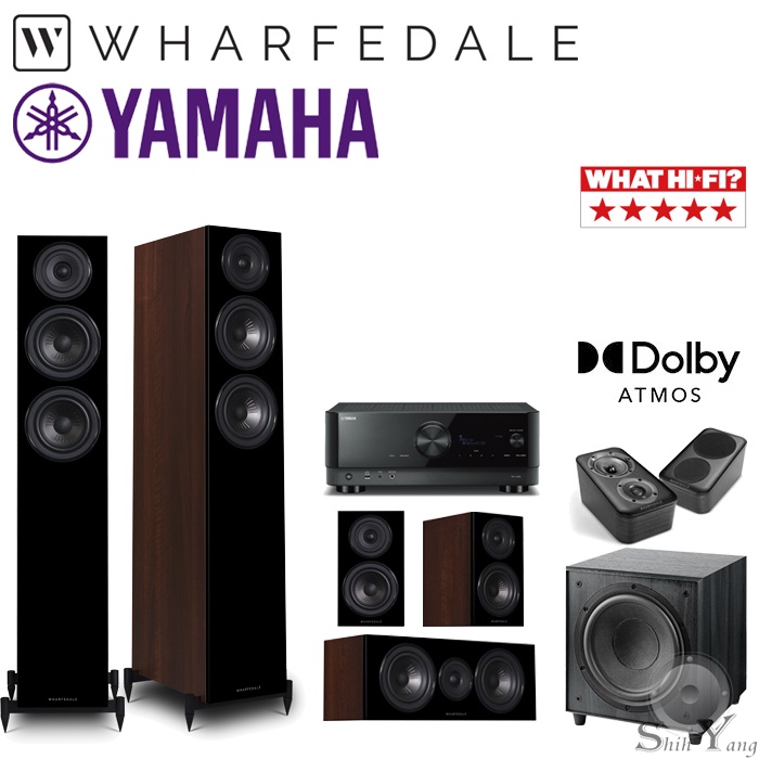 YAMAHA RX-V6A+Wharfedale 12.3+12.1+12.C+SW-150+D300 3D 家庭劇院組