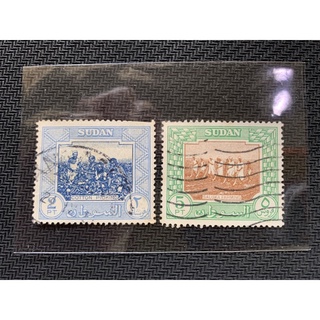 外國邮票、蘇丹🇸🇩老票、2枚（舊）、1951年。（B0053）