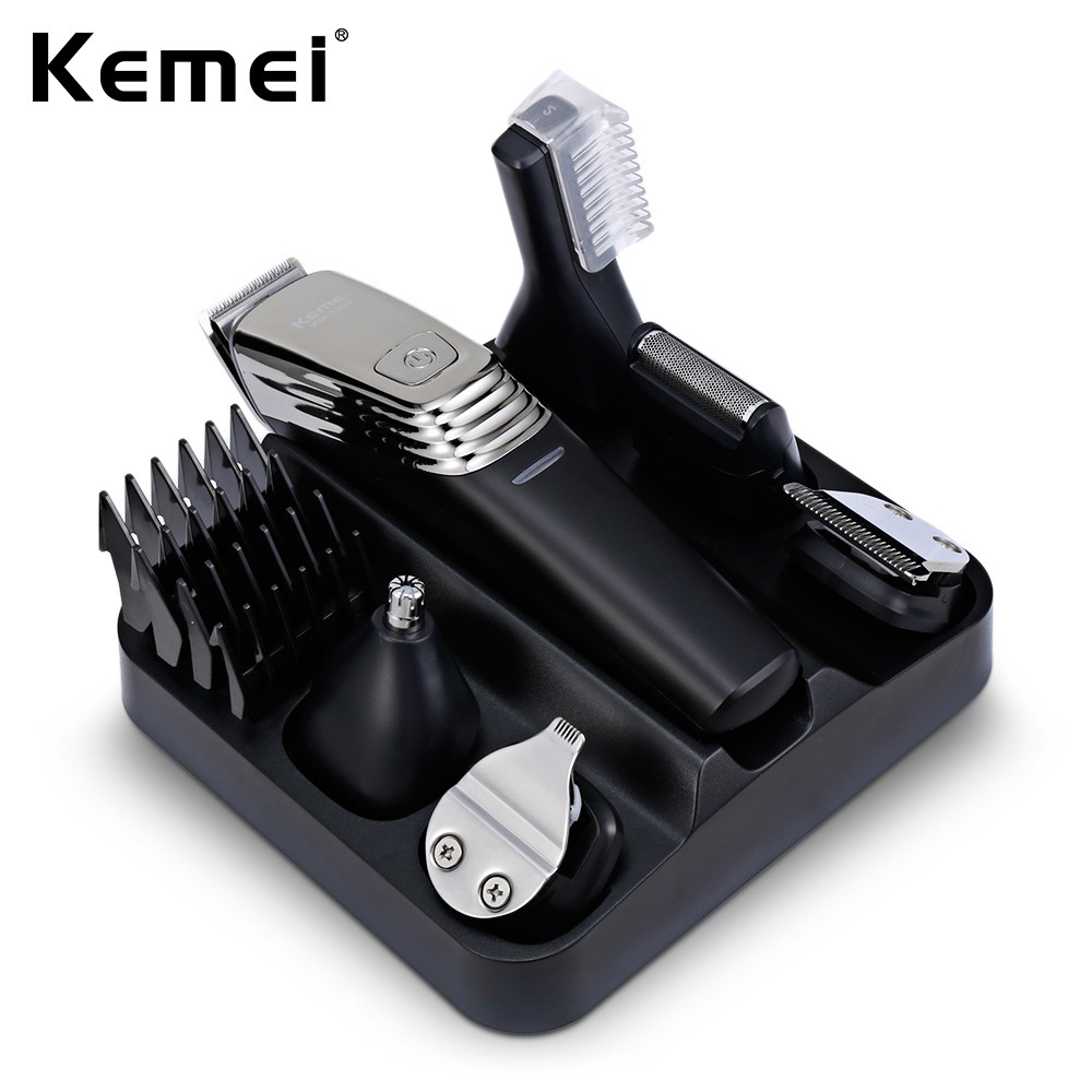 Kemei-5900 強力毛髮修剪器鈦刀片可充電剃須刀鼻子修剪器
