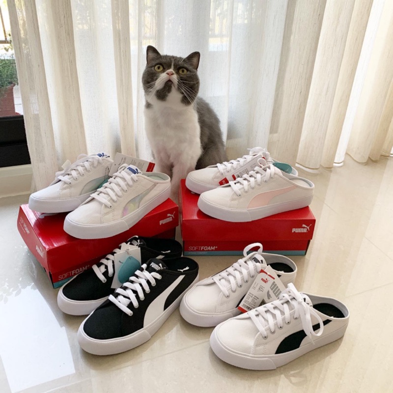 Puma 懶人鞋bari Mule 新款白色懶人鞋黑色粉色雷射運動鞋 蝦皮購物