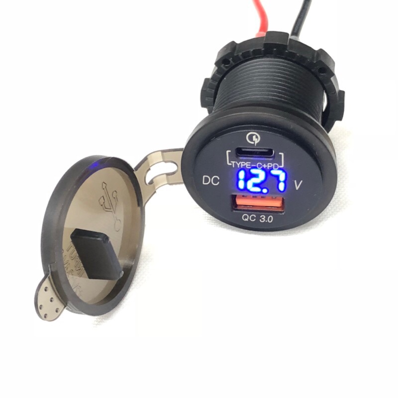 Type C 機車摩托車車充pd Qc3 0 快充電壓電流電壓錶typec 防水充電頭機車小u 充電器 蝦皮購物