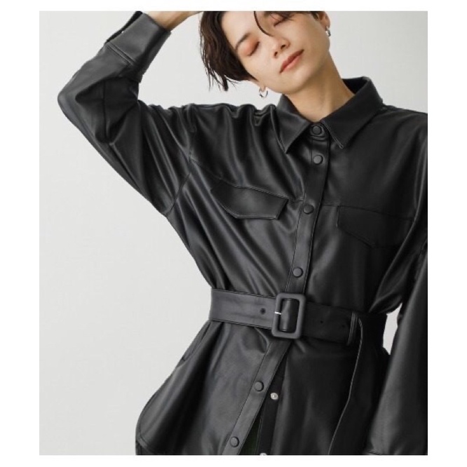 『商品保留中』原價¥6600）日本AZUL BY MOUSSY 皮外套 排扣  PU材質 皮革長袖上衣
