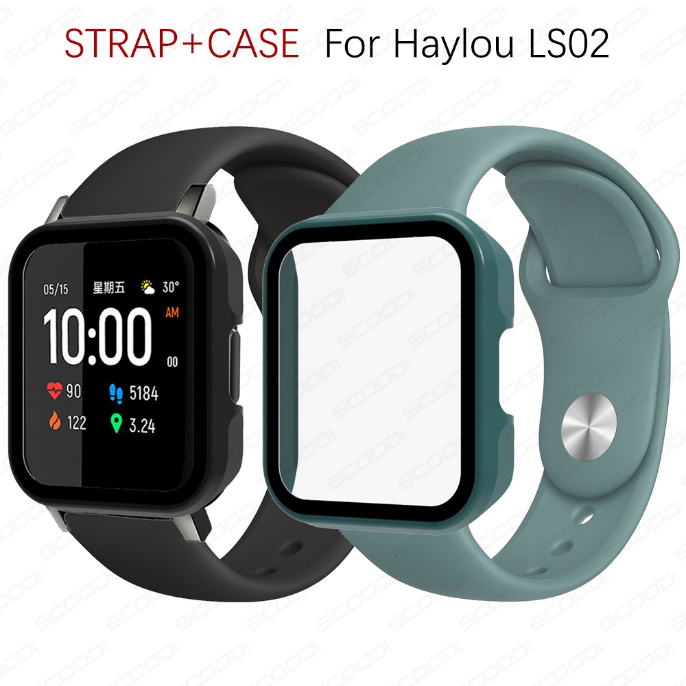 2 合 1 錶帶帶玻璃保護殼,適用於 Haylou LS02 /LS02 pro 智能手錶錶帶 + 保護套