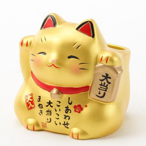 日本製 🇯🇵 藥師窯 金色(小款) 白色(大款) 彩繪大當 微笑招財貓 置物開運擺飾