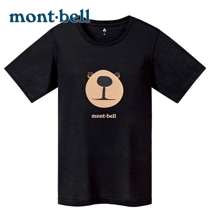 【Mont-bell 日本】WICKRON 蒙塔熊短袖排汗衣 熊臉 女 黑 (1114483)
