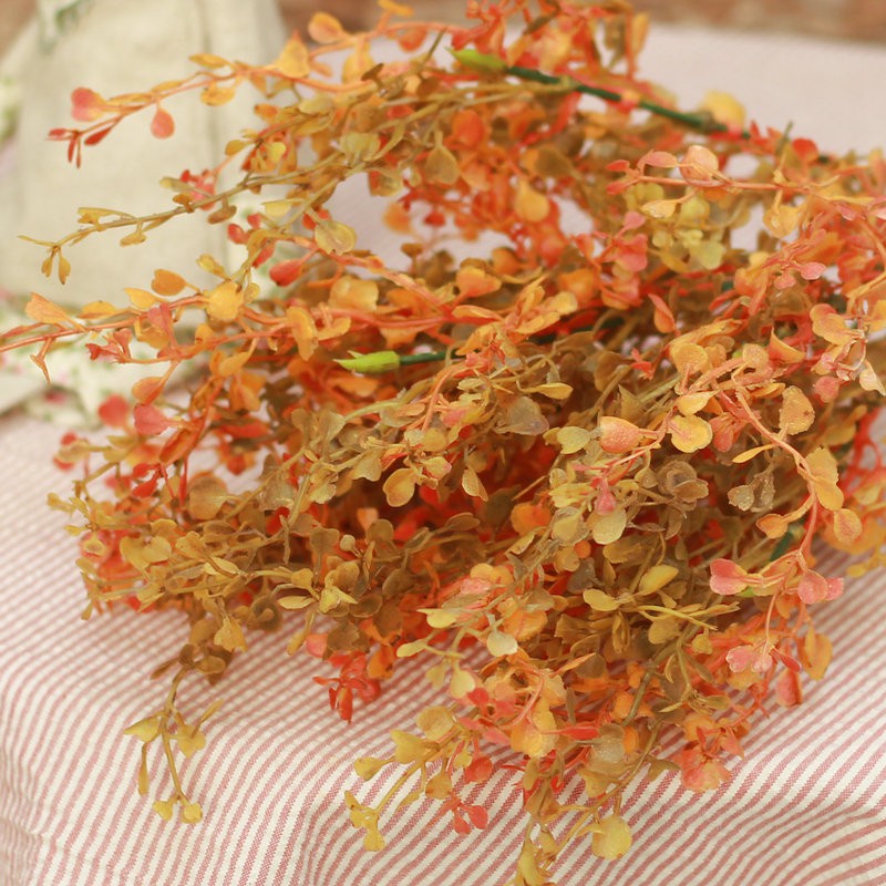滿309出貨 木一 秋色尤加利花束仿真花把花假花塑料花客廳裝飾花多彩紅葉紅楓秋意 蝦皮購物