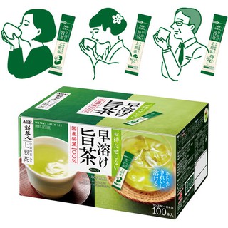 【日本限定】日本AGF新茶人宇治抹茶入煎茶 無糖抹茶入煎茶粉 上煎茶 隨身包 100入/盒(可冷泡) 日式煎茶