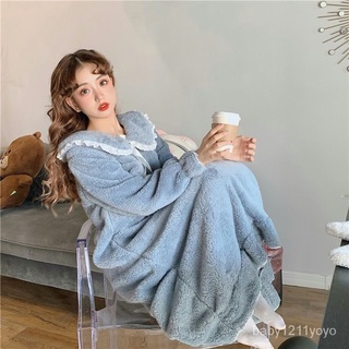 mengna辛選珊瑚絨睡裙女鞦季鼕加厚連體睡衣可愛傢居服睡裙 睡裙女 長袖睡裙 大碼睡裙 僊女睡裙 加絨睡裙 保暖睡衣