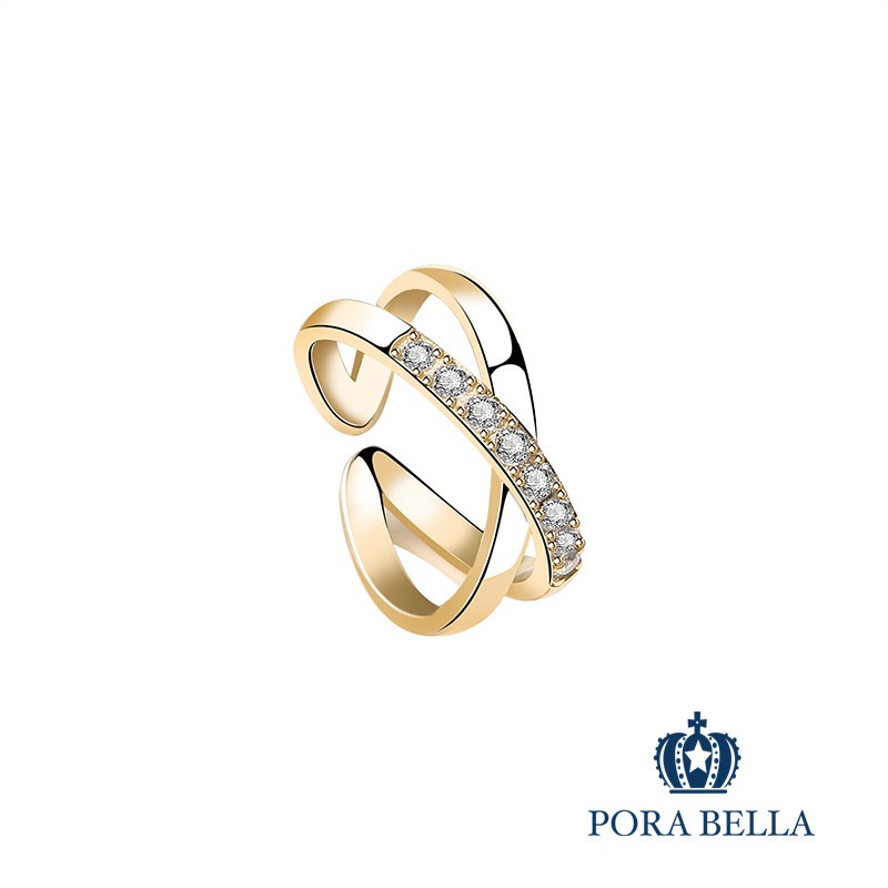 <Porabella>925銀鋯石戒指 永恆曲線 簡潔 帥氣 奪目 品牌 可調式開口銀戒Rings