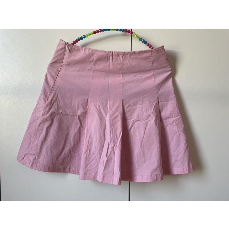 草莓牛奶粉百褶裙短裙