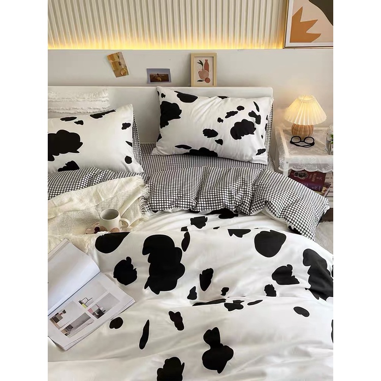 ♡Peachlife.♡可愛動物乳牛床包組 黑白床包被套枕頭套 可愛床包 動物牛乳牛 單人三件組/雙人四件組
