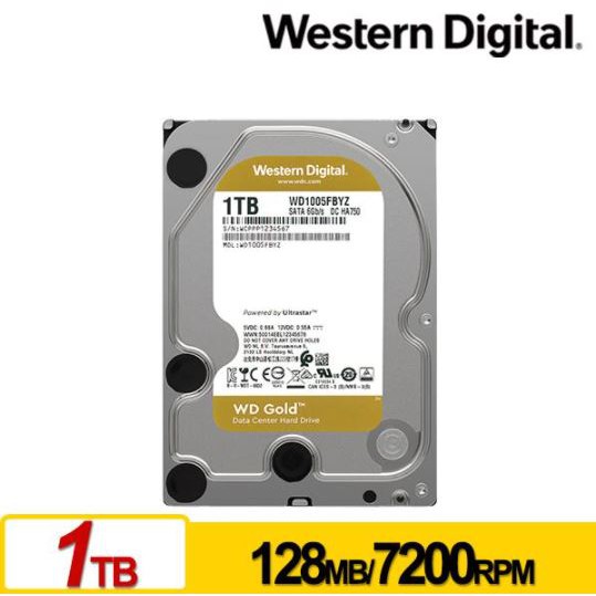 【現貨】全新公司貨 WD 威騰 金標 1TB 3.5吋 企業級硬碟 WD1005FBYZ 內接硬碟