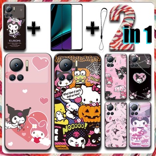 2 合 1 適用於 Infinix Note 12 VIP 手機殼帶鋼化玻璃陶瓷螢幕保護膜 Kuromi