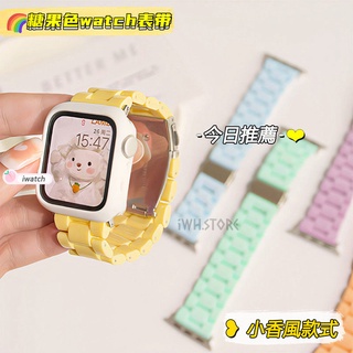 小香風 糖果色三株錶帶 適用於apple watch 7代 6代 5代 SE 蘋果錶帶 iwatch 41mm 45mm