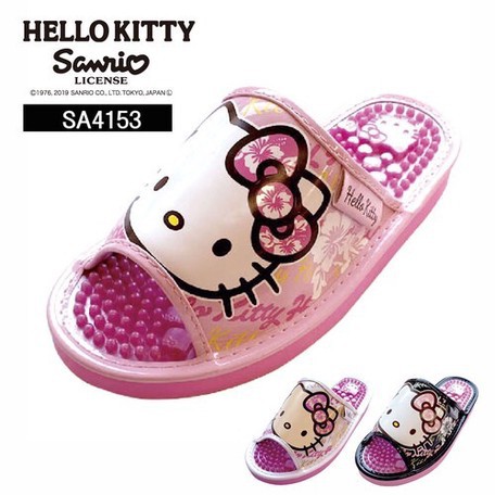 女生宿舍☆凱蒂貓_Hello Kitty~日本SANRIO三麗鷗 室內按摩拖鞋-Kitty大臉扶桑花(尺寸M~L)