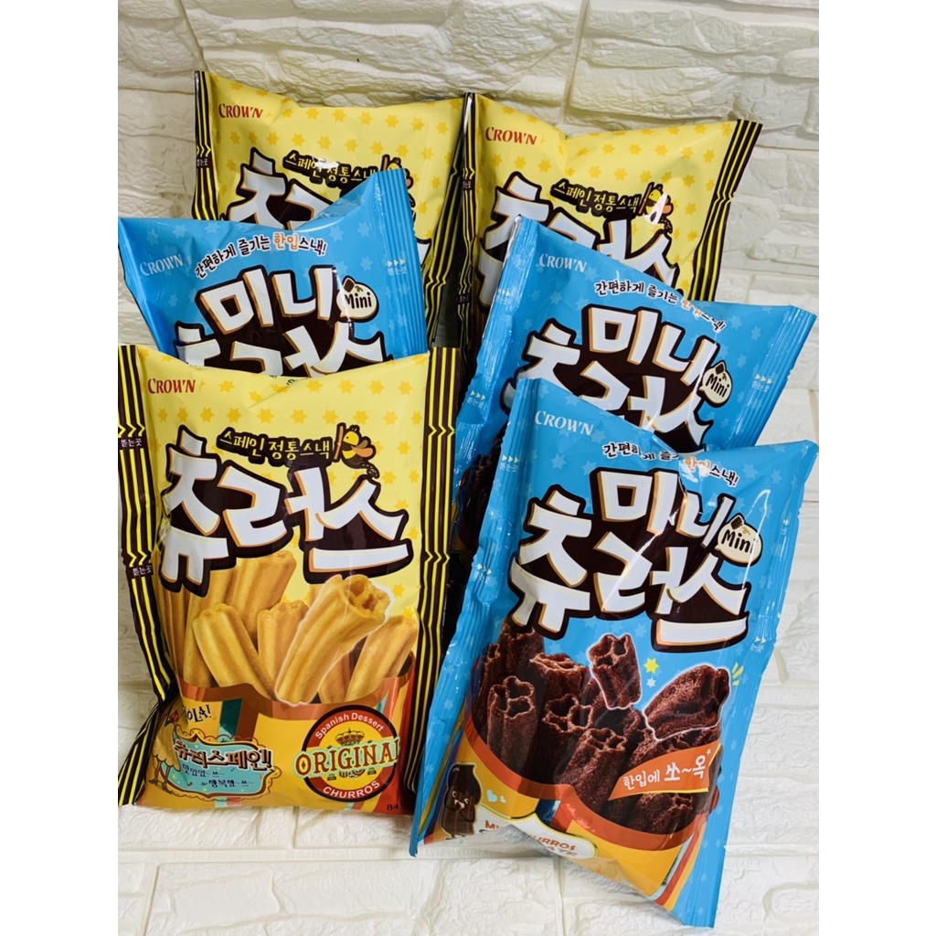 現貨 韓國 CROWN 西班牙 蜂蜜肉桂/巧克力 吉拿棒 點心棒 餅乾 84g(即期幸福價)
