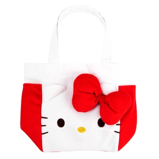 【sanrio三麗鷗】Hello Kitty立體蝴蝶結紅白絨毛手提袋/便當袋/今日最便宜/貨到付款/現貨/禮物