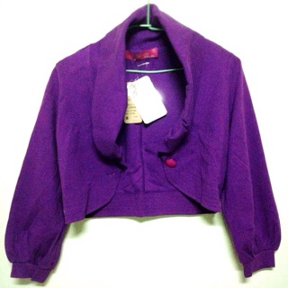全新紫色Lee Cooper春夏荷葉領燈籠袖7分袖名牌短外套