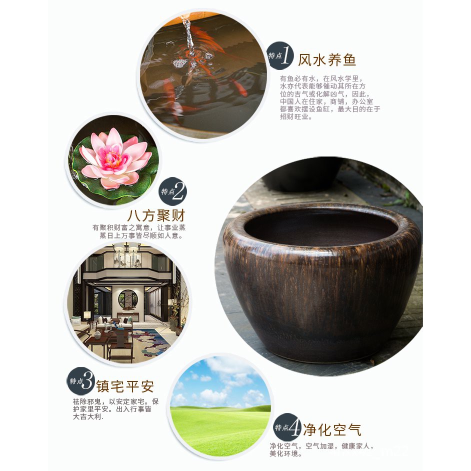 庭院擺飾 大氣 陶瓷魚缸養魚盆大號烏龜缸庭院室外特大水缸睡蓮荷花缸風水聚財缸 蝦皮購物