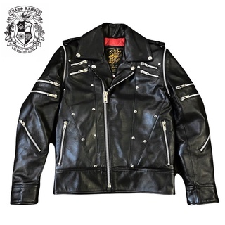 CHAOS PUNK 原創 - Psycho Nerds 小牛皮 拉鍊皮衣 騎士夾克 ZIP RIDER JACKET