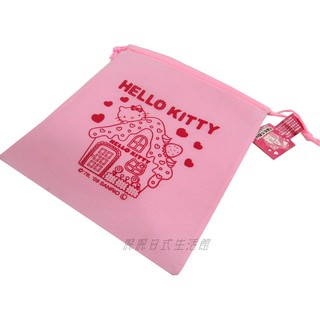 日本原裝進口~kitty不織布環保購物束口袋~粉紅色