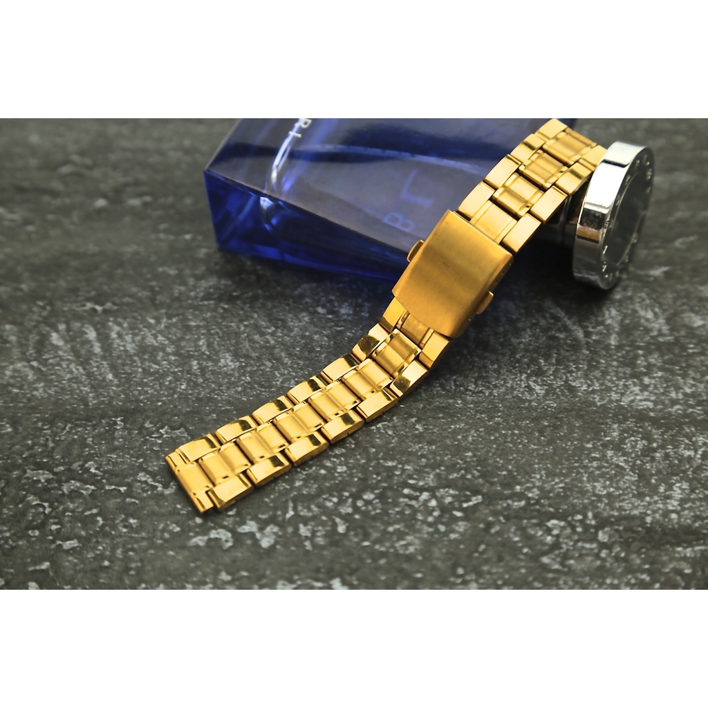 平價版金色14mm 16mm 18mm   平頭接面不鏽鋼製ＴＡＧ錶帶,不鏽鋼單折扣～便宜代用各牌同規格錶帶