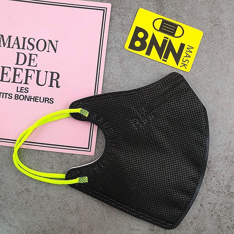 bnnxmask-BNN- 四層 UM超極光黑色口罩/超極黑2.0升級雙層過濾立體口罩5入1包/立體黑綠耳繩5入1包口罩
