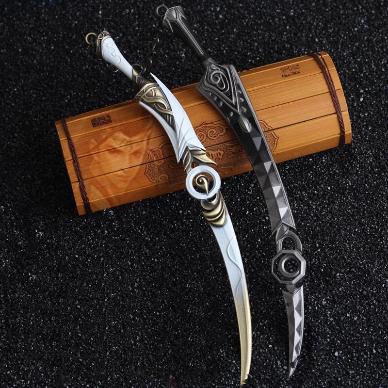 現貨 送刀架 焚影雙刀 22cm 刀劍武器兵器模型no 92 蝦皮購物