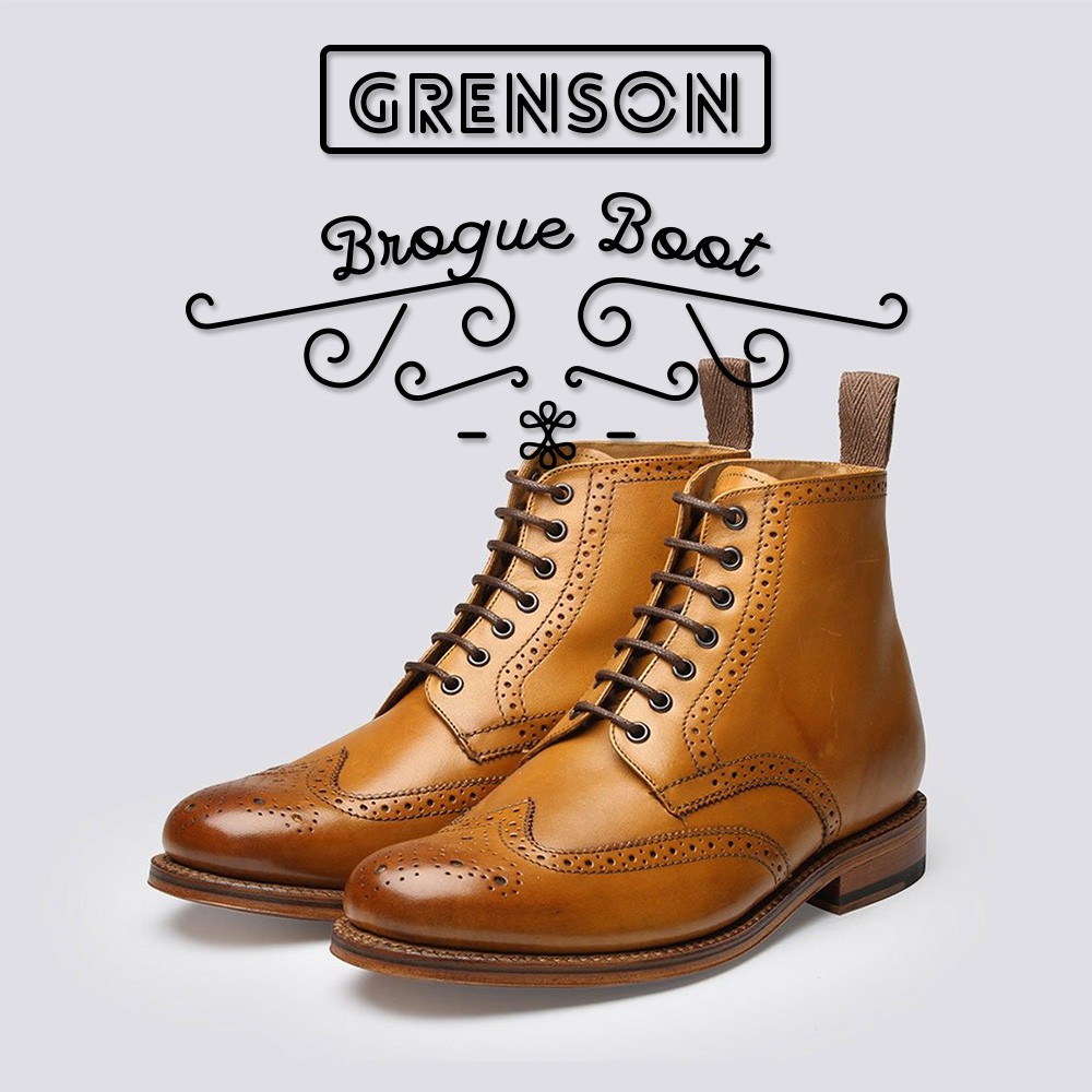 Grenson Sharp 雕花 短靴 焦糖 原色 咖啡 手工 皮鞋 英國 德比鞋 牛津鞋 沙漠靴 固特異 Brogue