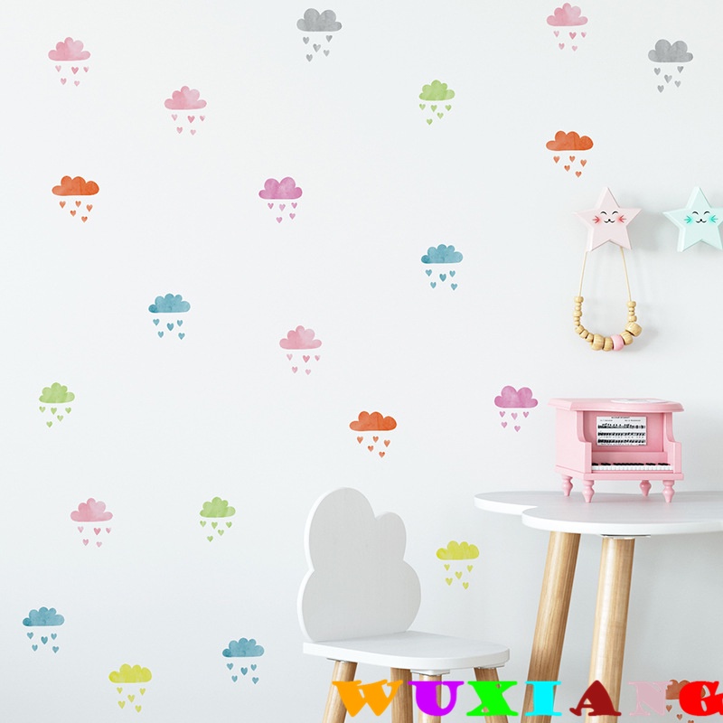 五象設計 水彩雨雲裝飾貼紙