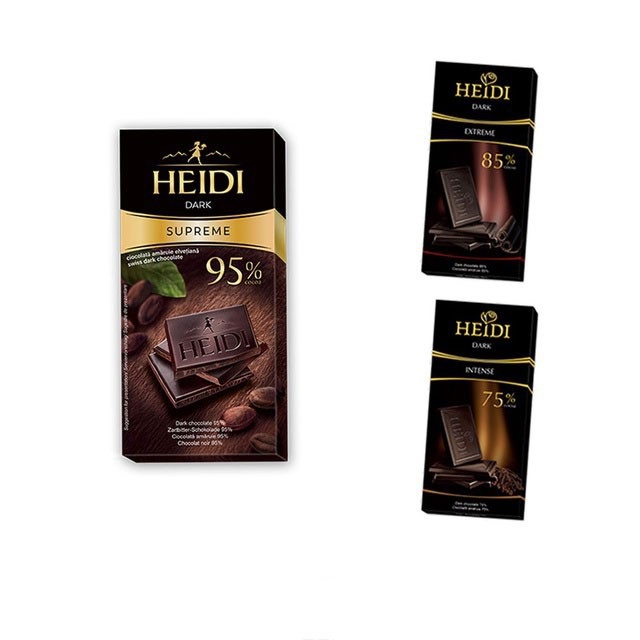 【蝦皮特選】瑞士HEIDI赫蒂 黑巧克力 75% 85% 95% 香醇順口 苦甜巧克力入門款