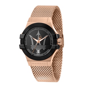MASERATI 瑪莎拉蒂 玫瑰金黑面米蘭帶腕錶42mm(R8853108009)