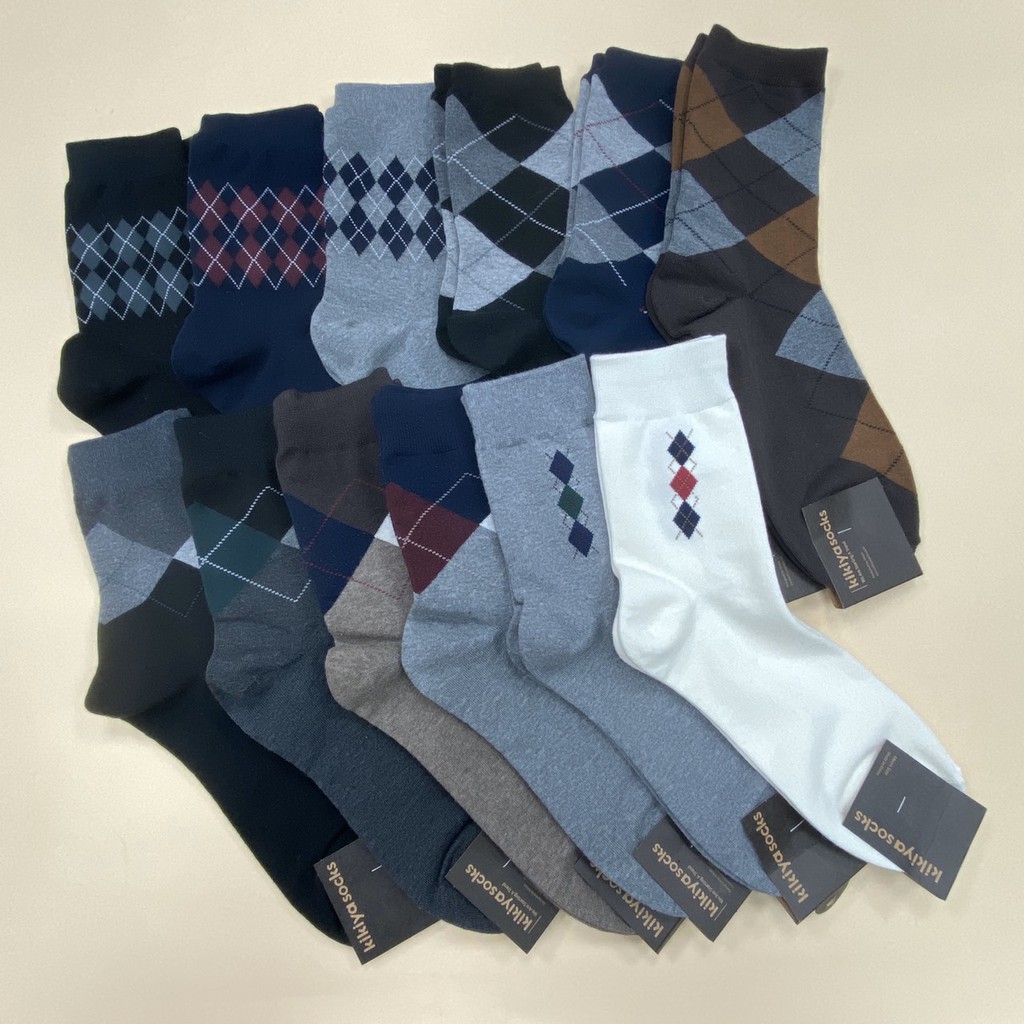 男襪 格紋西裝襪 紳士襪 長筒襪 韓國襪子 菱形方塊襪 經典款 花想容