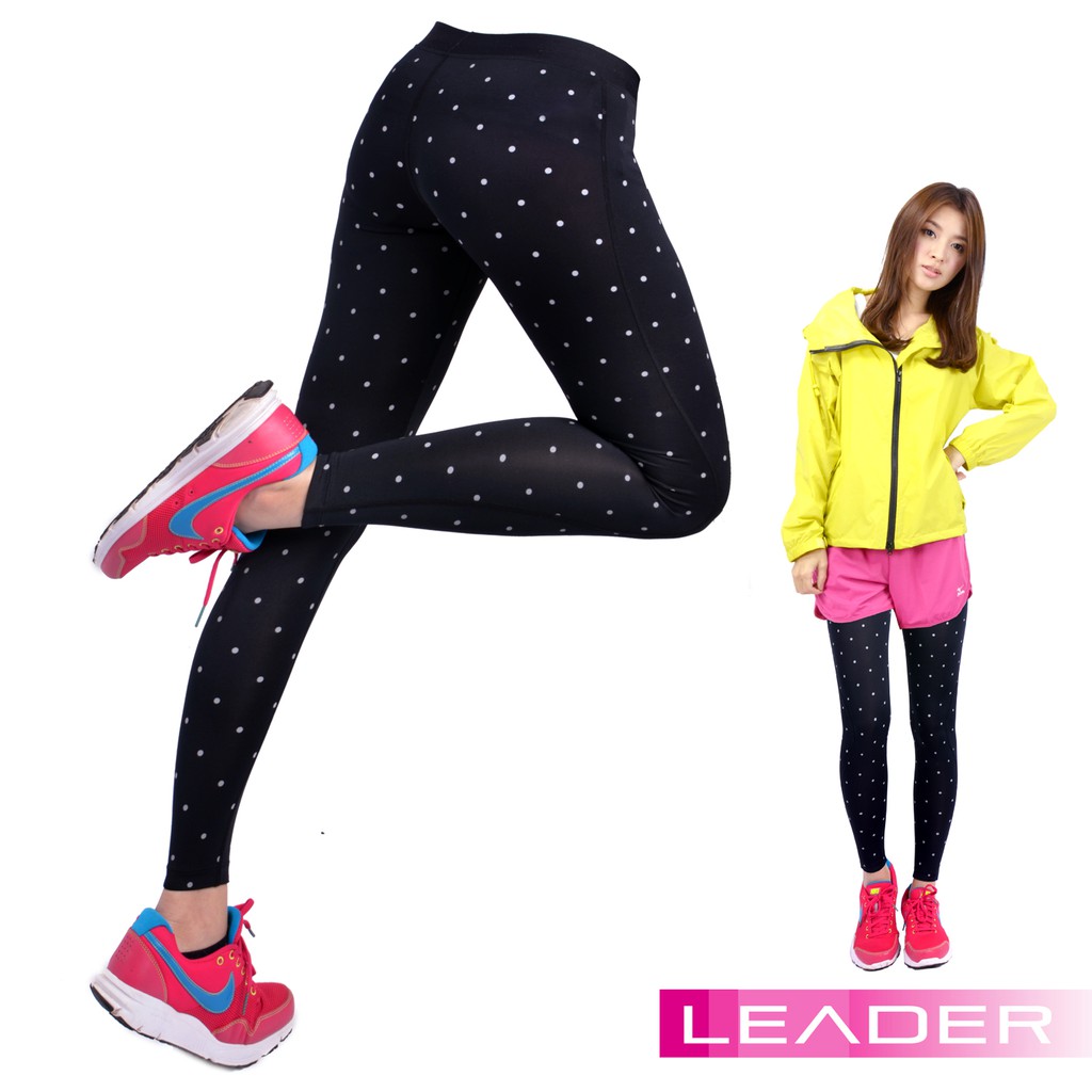 【Leader X】女性專用 DotFit運動壓縮緊身褲 黑(大點)(台灣24h出貨)