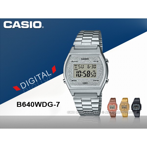 B640WDG-7  CASIO 電子錶 不鏽鋼錶帶 倒數計時、防水50米、全自動日曆 B640WDG 國隆手錶專賣店