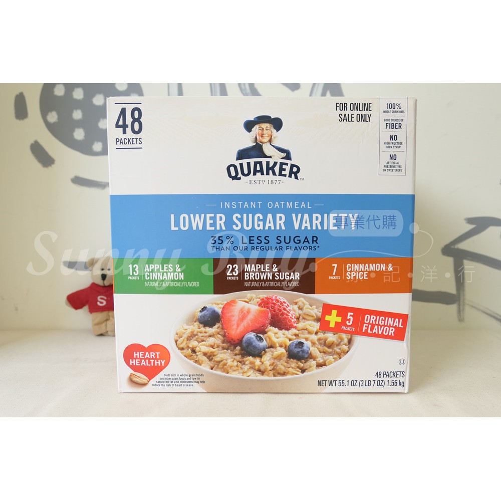 【Sunny Buy 】◎預購◎ Quaker Oatmeal 桂格燕麥 減糖口味 楓糖焦糖/肉桂蘋果/肉桂 48包/盒